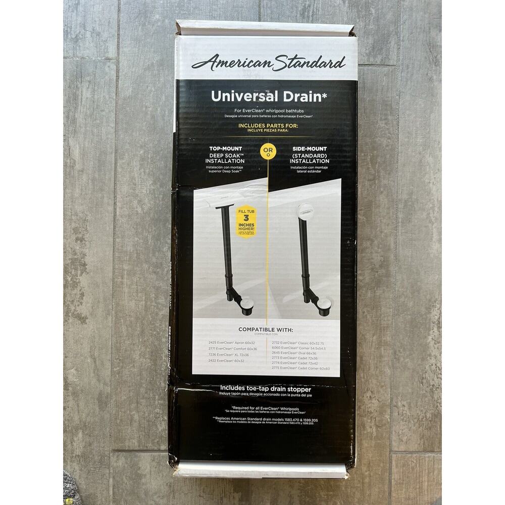 American Standard 1599.500.020 Universal Toe-Tap Rotary Drain NWT Whirlpool Tub